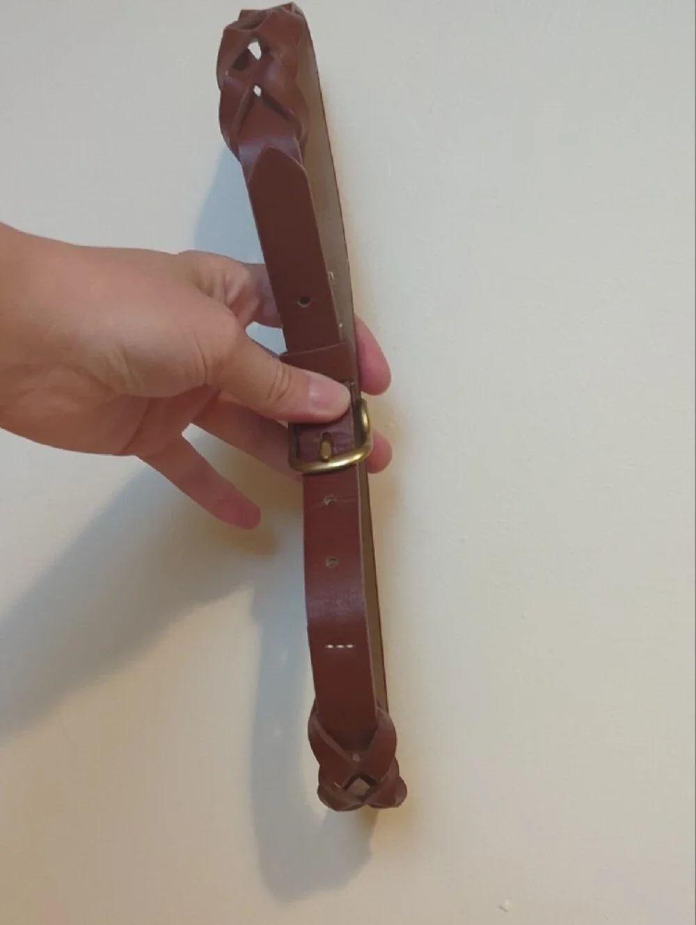 Target Brown Braided Leather Belt with Brass-Tone Buckle